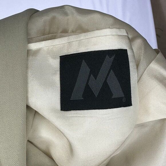 Meeting Street Mens 46 L Blazer 100% Pure Silk Beige Notch lapel Lined - Picture 2 of 11